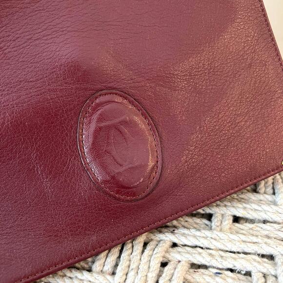 CARTIER Classic Burgundy and Gold Clutch - Picture 11 of 16